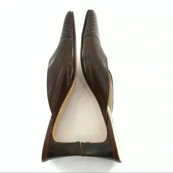 Talbots heels size 6.5 chocolate brown Italian leather mules vintage 80s 90s - Picture 6 of 12